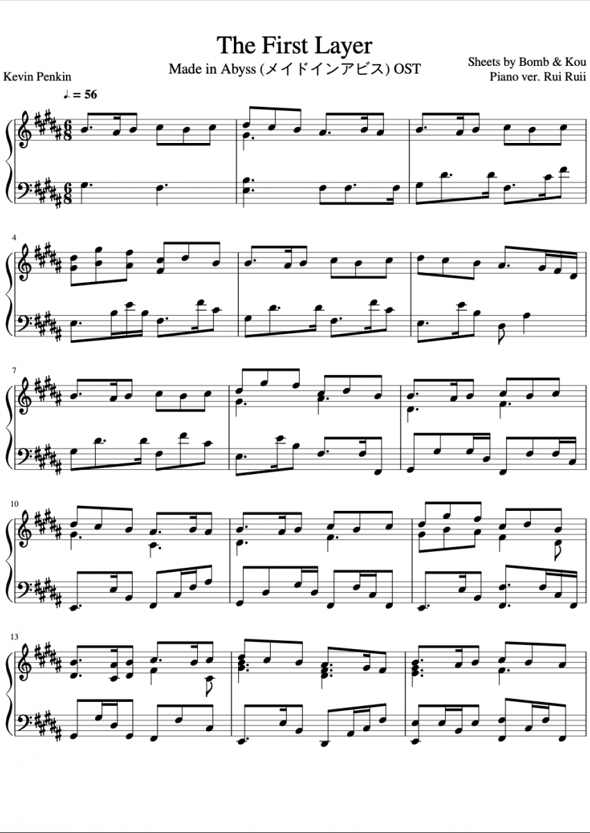 Kevin Penkin The First Layer Sheet Music Downloads